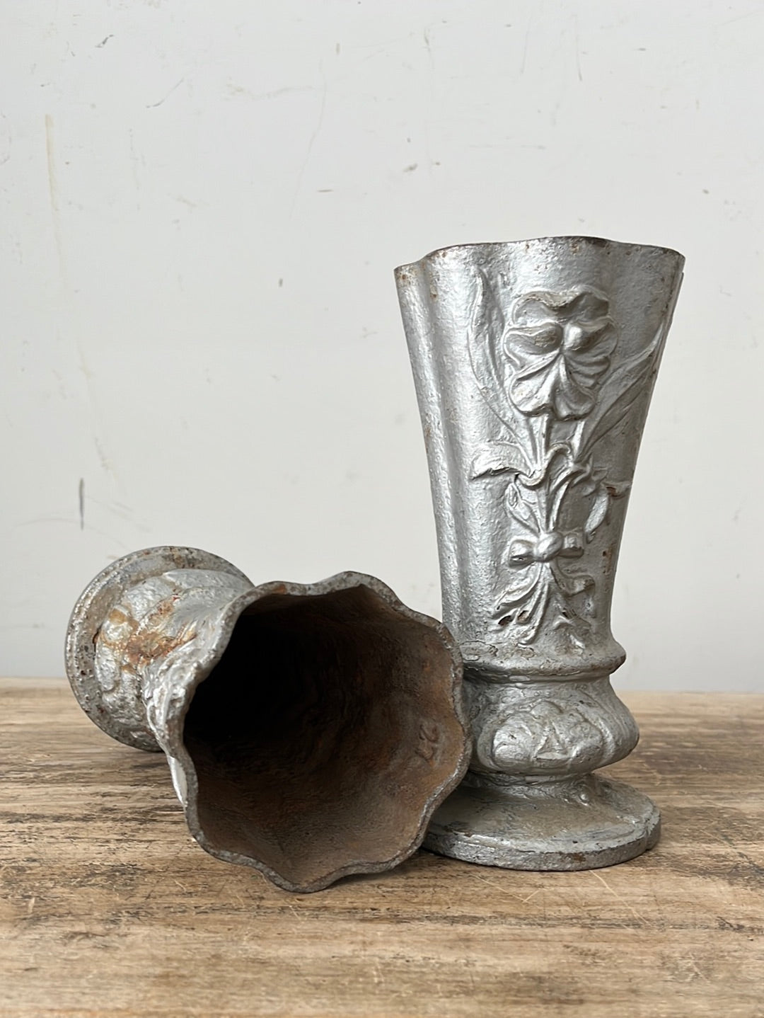 Cast Iron Vase Pair