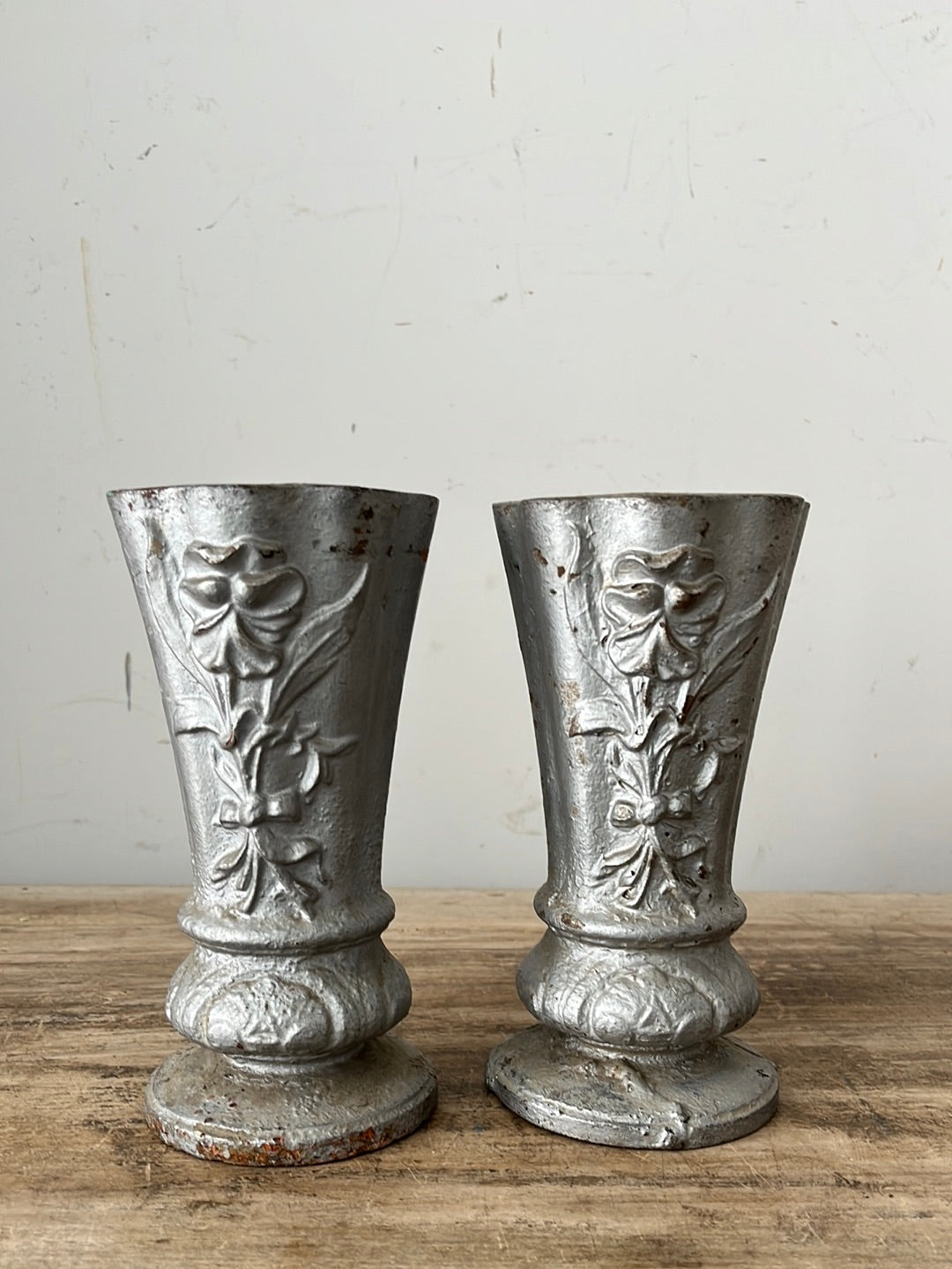 Cast Iron Vase Pair